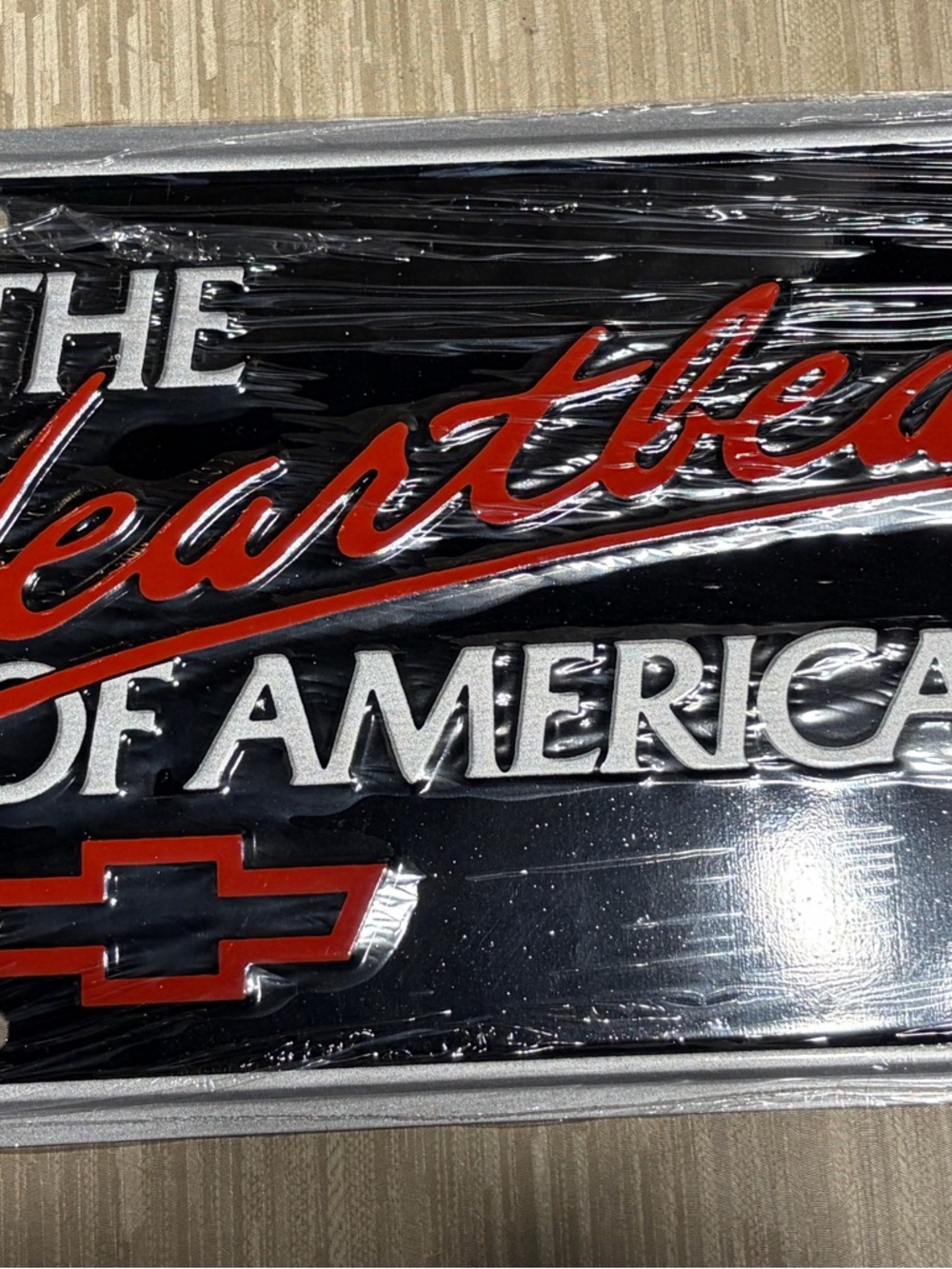 Vintage Chevrolet Heartbeat of America License Plate NOS